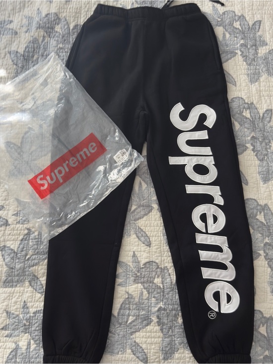 Supreme Other - Supreme mens Black Sweatpants with White Vertical Logo